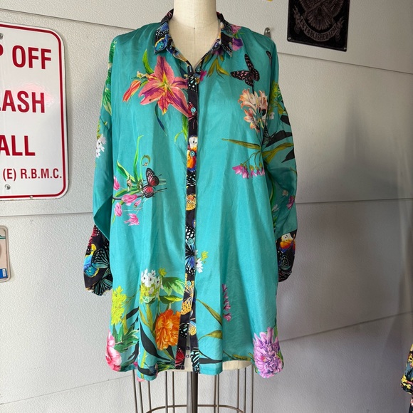 Johnny Was Panya Karis Button Down 100% Silk - Picture 3 of 12